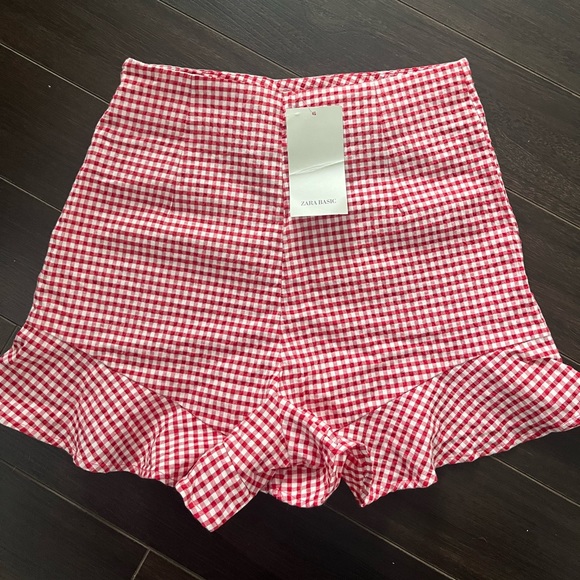 NWT Zara high-waisted Gingham frilly Shorts! - Picture 4 of 9
